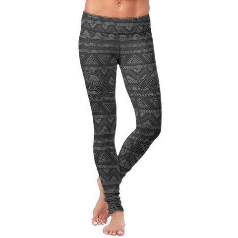 Image of Native Bird Pattern Black Leggings