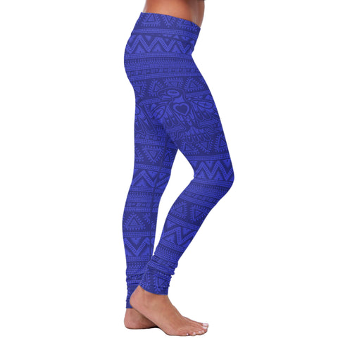Image of Native Bird Pattern Blue Leggings
