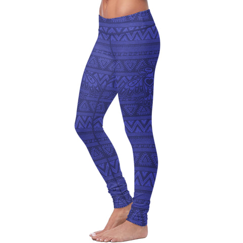 Image of Native Bird Pattern Blue Leggings