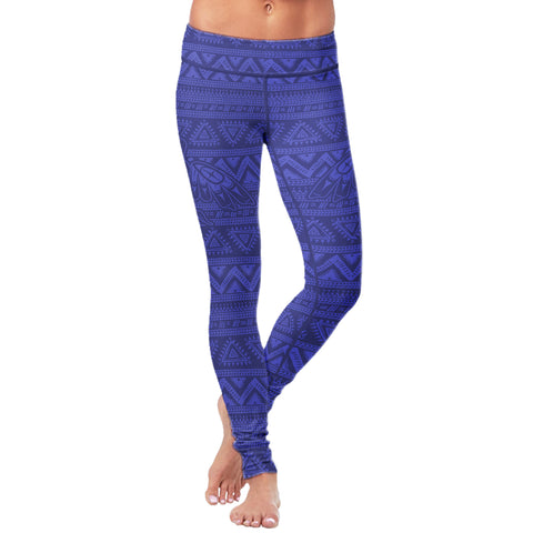 Image of Native Bird Pattern Blue Leggings