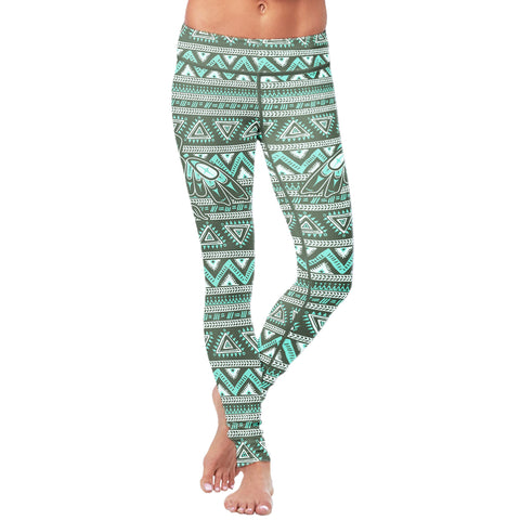 Image of Native Bird Pattern Green Leggings