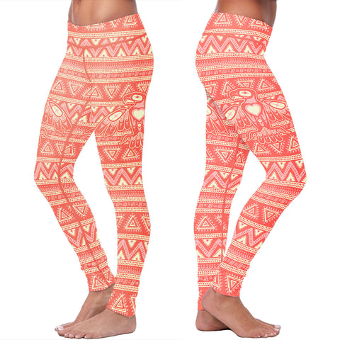 Image of Native Bird Pattern Pink Leggings