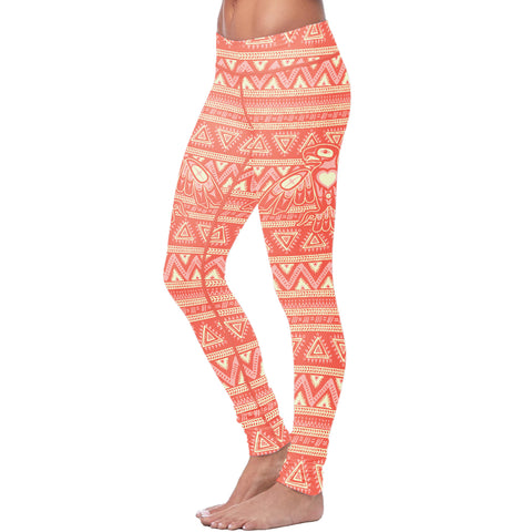 Image of Native Bird Pattern Pink Leggings
