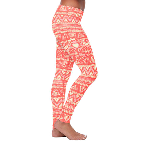 Image of Native Bird Pattern Pink Leggings