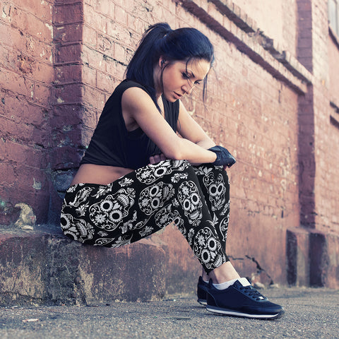 Image of Sugar Skull Leggings Black and White