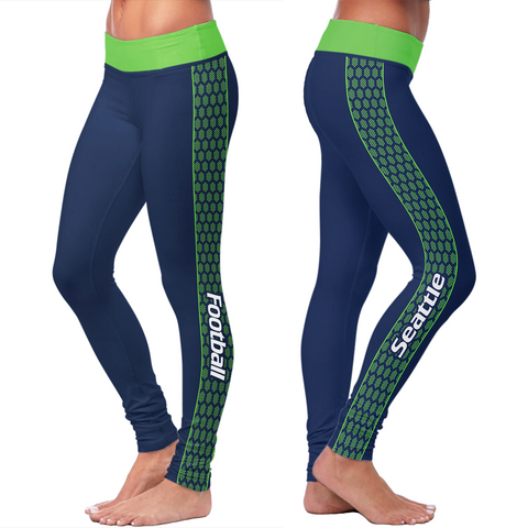 Image of Seattle Honeycomb Stripe Football Leggings