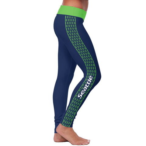 Image of Seattle Honeycomb Stripe Football Leggings