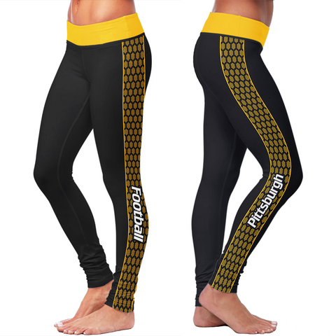 Image of Pittsburgh Honeycomb Stripe Football Leggings