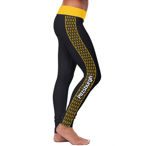 Image of Pittsburgh Honeycomb Stripe Football Leggings