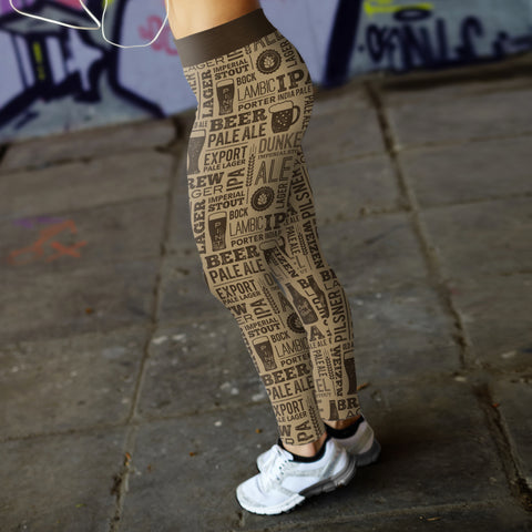 Image of Vintage Beer Pattern Leggings