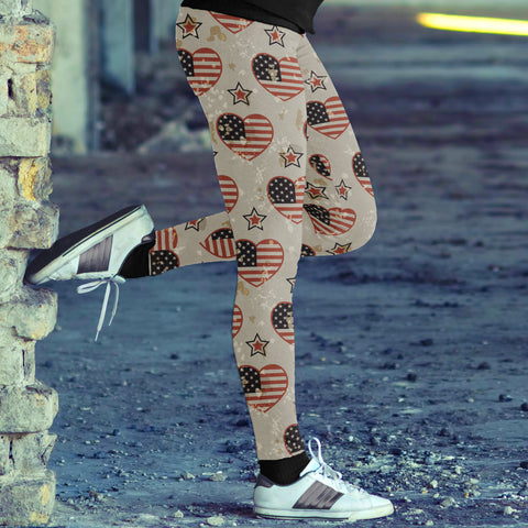 Image of Patriotic Valentines Day Leggings