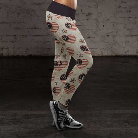 Image of Patriotic Valentines Day Leggings