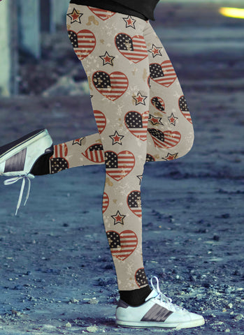 Image of Patriotic Valentines Day Leggings