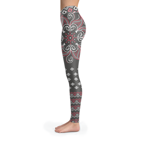 Image of Mandala Leggings Gray and Pink