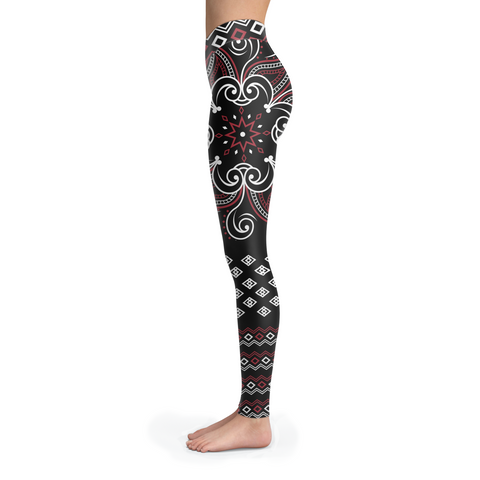 Image of Mandala Leggings Red and Black