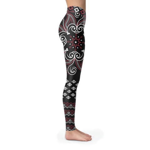Image of Mandala Leggings Red and Black