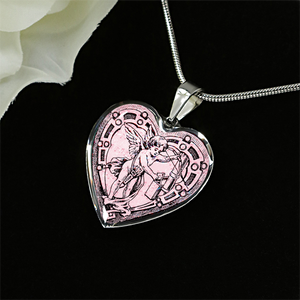 Angel Vintage Heart Pendant Necklace