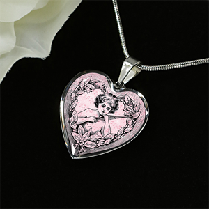 Angel Girl Vintage Heart Pendant Necklace