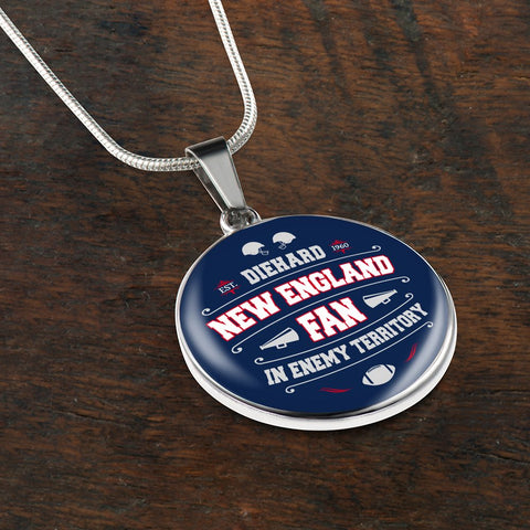Image of Diehard New England Fan Sports Pendant Necklace Navy
