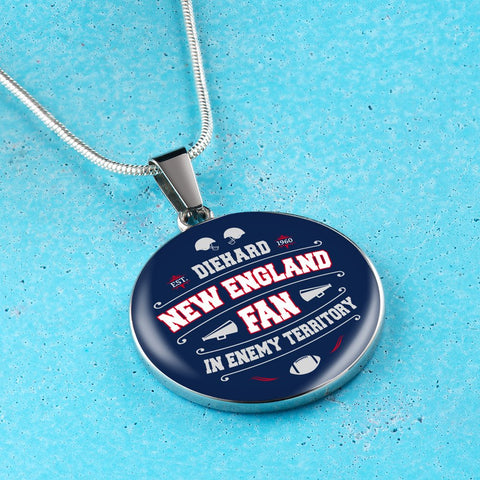 Image of Diehard New England Fan Sports Pendant Necklace Navy