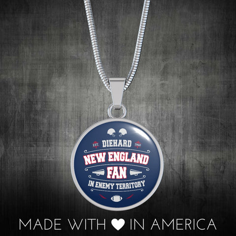 Image of Diehard New England Fan Sports Pendant Necklace Navy
