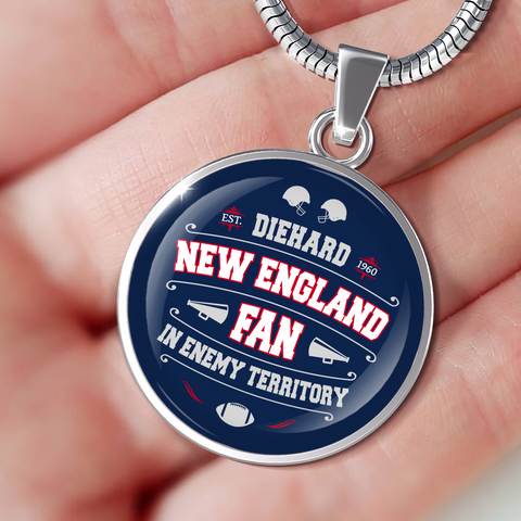 Image of Diehard New England Fan Sports Pendant Necklace Navy