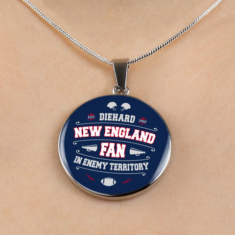 Image of Diehard New England Fan Sports Pendant Necklace Navy
