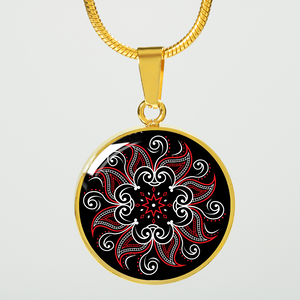 Mandala Black and Red Gold Necklace Bracelet