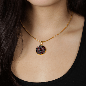 Mandala Black and Red Gold Necklace Bracelet