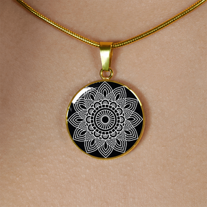 Mandala Black and White Gold Necklace and Bracelet