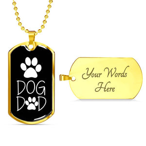 Dog Dad Dog Tag Military Necklace Black