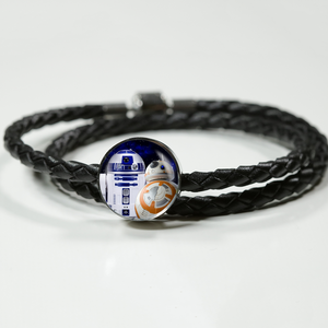 R2-D2 BB-8 Unisex Leather Charm Bracelet