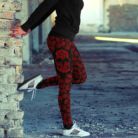 Image of Skull Leggings Red