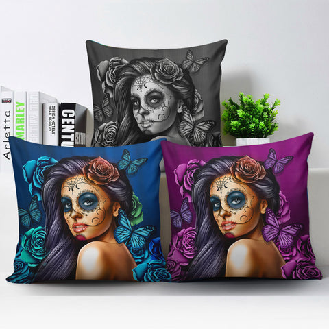 Image of Calavera Sugar Skull Pillow Cover