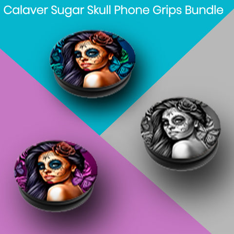 Image of Calavera Sugar Skull Phone Grips Bundle