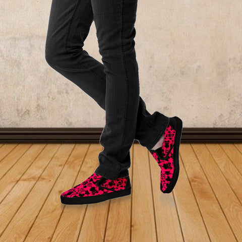 Image of Cats Slip On Shoes Pink Black