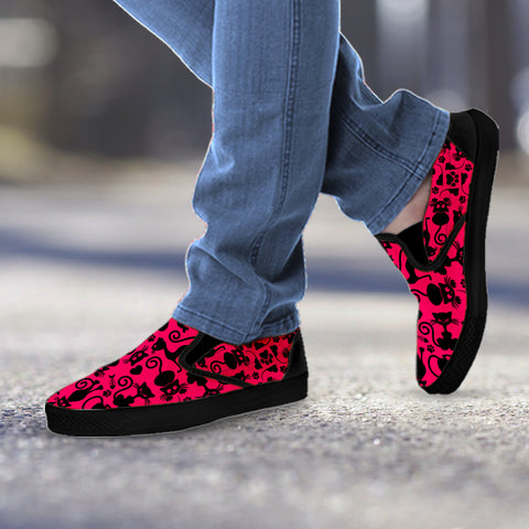 Image of Cats Slip On Shoes Pink Black