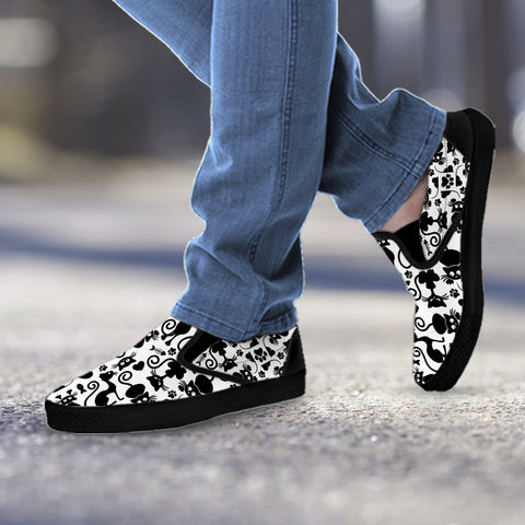 Image of Cats Slip On Shoes White Black