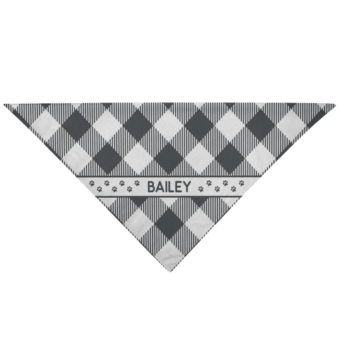 Image of Personalized Dog Bandana Gray Flannel Name