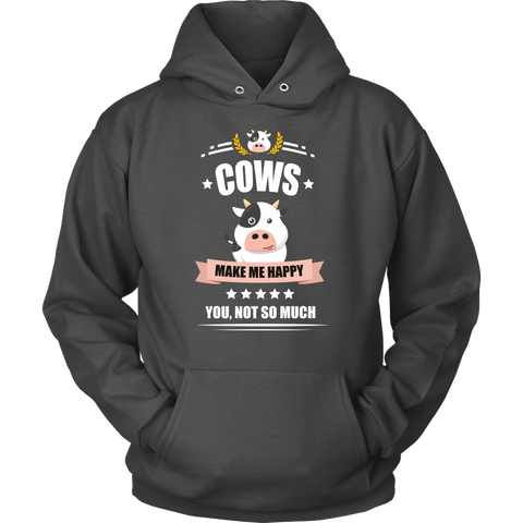 Image of Cows Make Me Happy Unisex Hoodie Sweatshirt