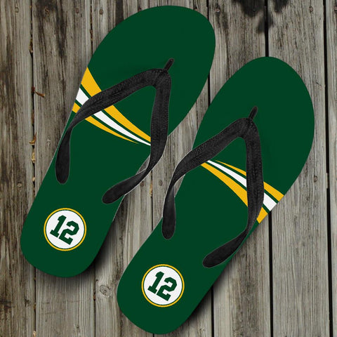Image of Green Bay 12 Sports Flip Flops