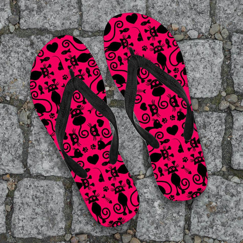 Image of Cats Flip Flops Pink