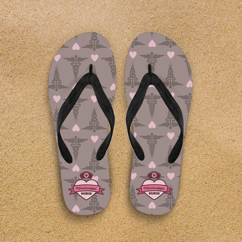 Image of Mississippi Nurse Flip Flops Rosy Brown