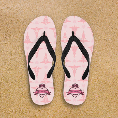 Image of Mississippi Nurse Flip Flops Pink