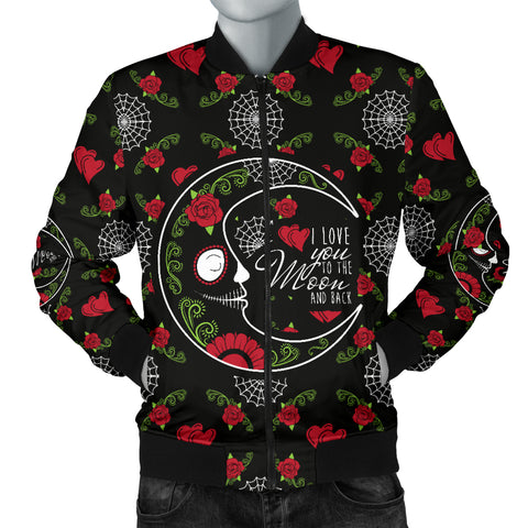 Image of Love You To The Moon Sugar Skull Men's Bomber Jacket