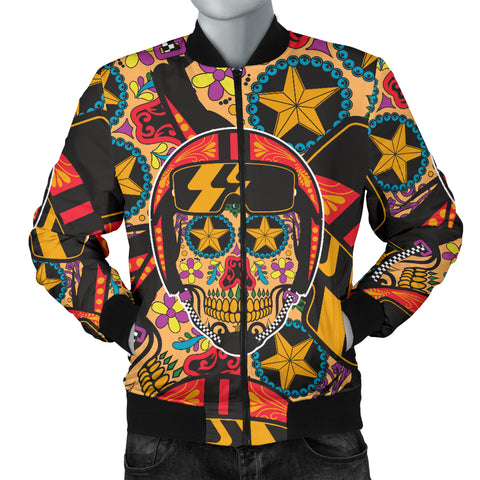 Image of Biker Sugar Skull Men's Bomber Jacket