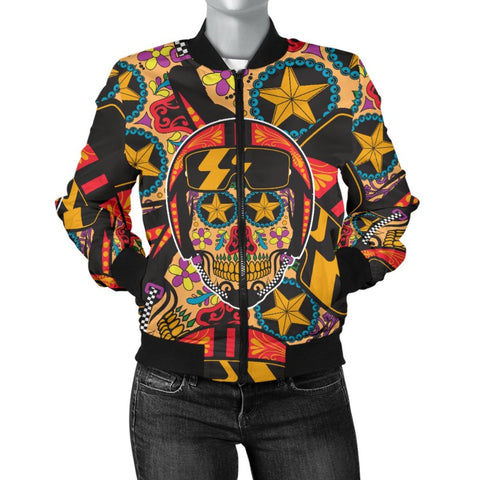 Image of Biker Sugar Skull Women's Bomber Jacket
