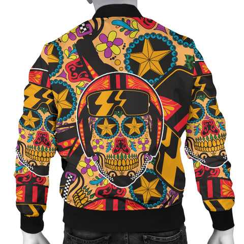 Image of Biker Sugar Skull Men's Bomber Jacket