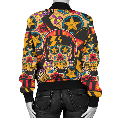 Image of Biker Sugar Skull Women's Bomber Jacket