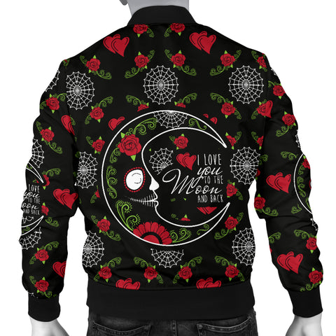 Image of Love You To The Moon Sugar Skull Men's Bomber Jacket